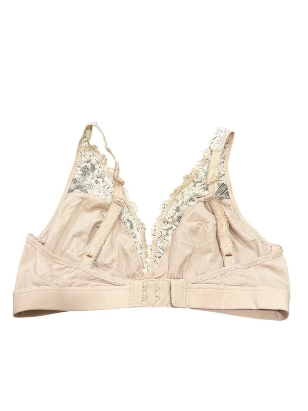 Wacoal Embrace Soft Lace Wireless Bra Beige Size 36 US Delicate Floral Lace Desi